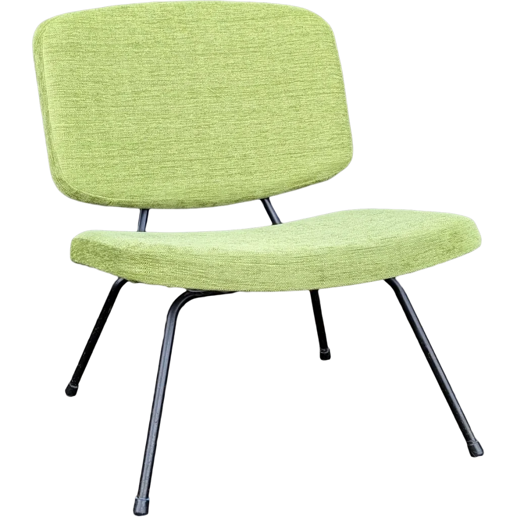 Chaise Pierre Paulin modèle CM190 restaurée d'un tissu vert